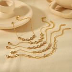 Gold color / 1 Piece Simple Elegant Style Round Shape Stainless Steel  Gold Color Inlay Rhinestones Women's Chain Bracelets Picture3